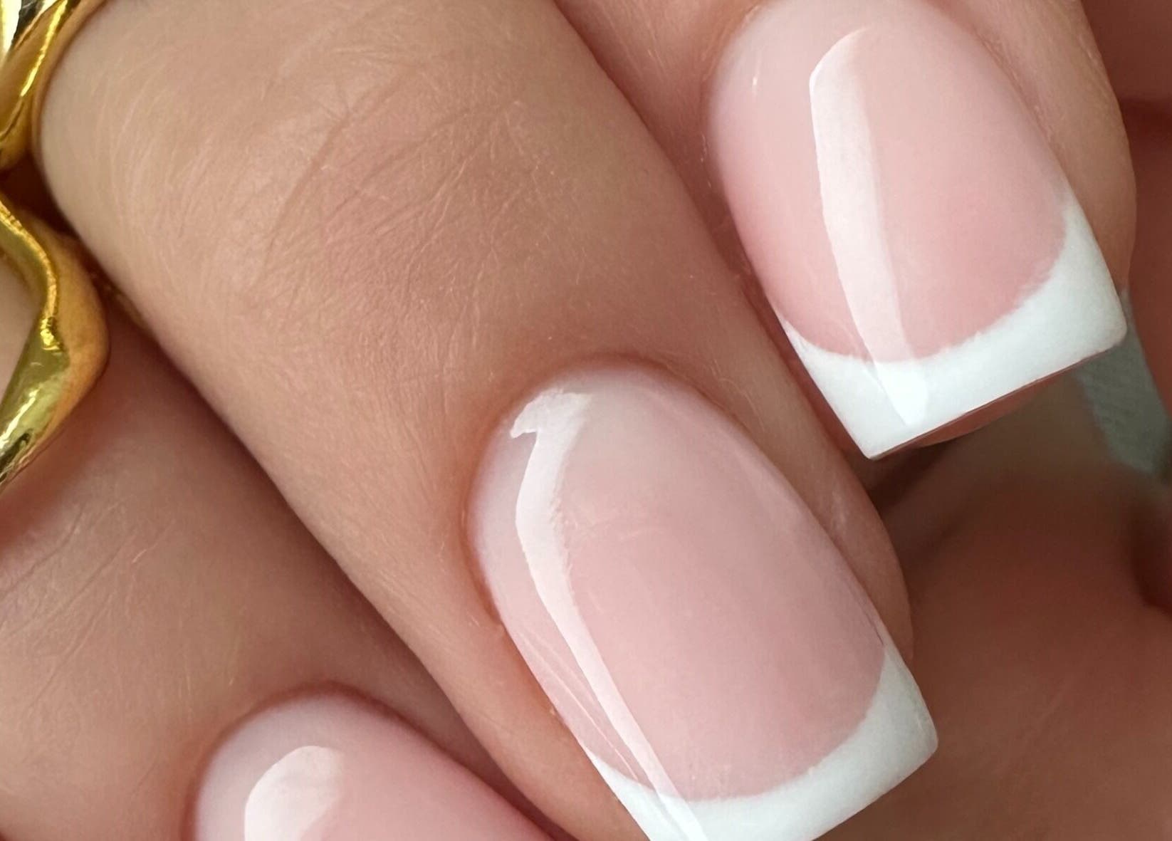 Beautiful French manicure nails at SBI SALON, Englishtown, New Jersey, US.