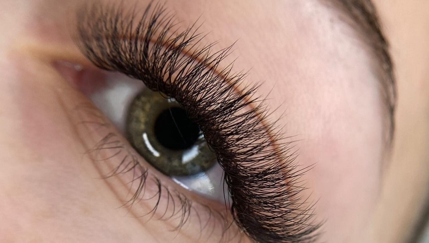 Close-up of lush lashes at Heavenly Lashes, Prairieville, Louisiana, US showcasing expert extension work.