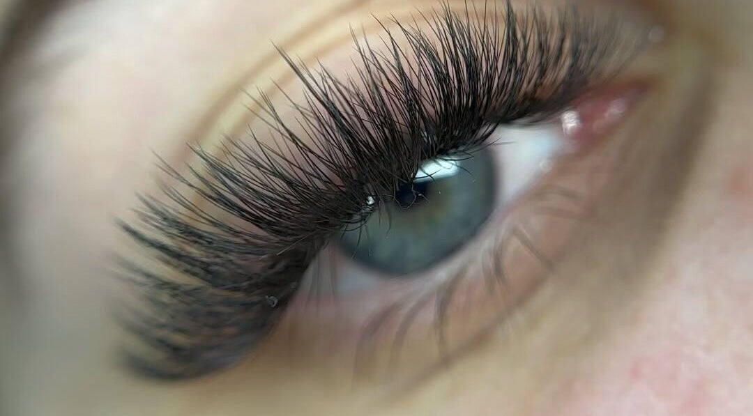 Close-up of expertly applied lashes at Heavenly Lashes, Prairieville, Louisiana, US.