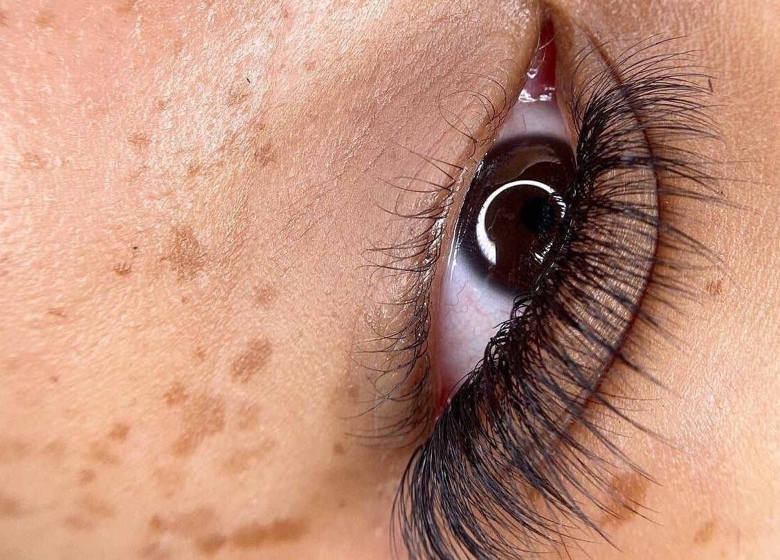 Close-up of exquisite lashes at Heavenly Lashes, Prairieville, Louisiana, US.