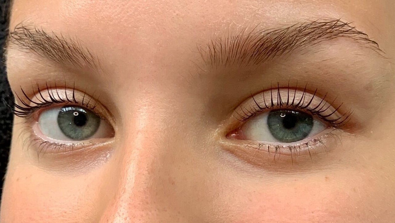 Close-up of beautifully defined eyelashes at Luvvi, Surfers Paradise, Queensland, AU.