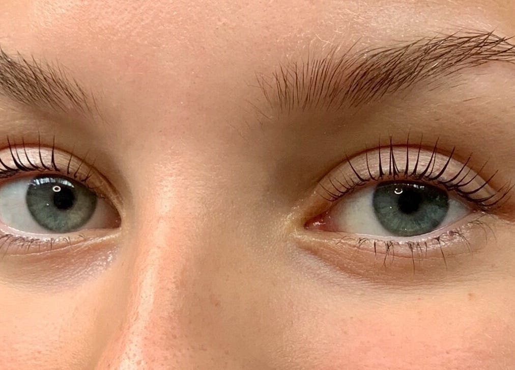 Close-up of beautifully defined eyelashes at Luvvi, Surfers Paradise, Queensland, AU.