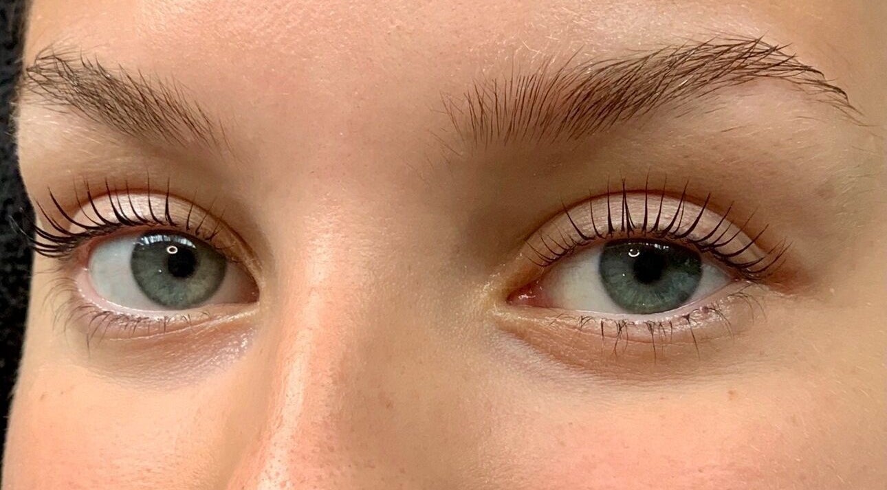 Close-up of beautifully defined eyelashes at Luvvi, Surfers Paradise, Queensland, AU.