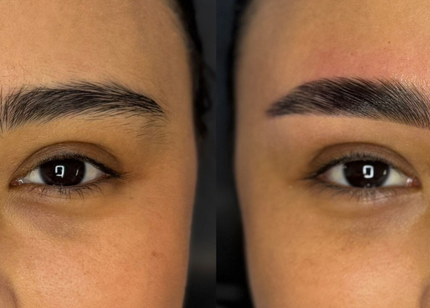 Before and after eyebrow styling at Luvvi, Surfers Paradise, Queensland, AU.
