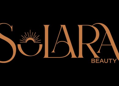 Logo of Solara Beauty in Toronto, Ontario, CA featuring elegant lettering and a sun motif.