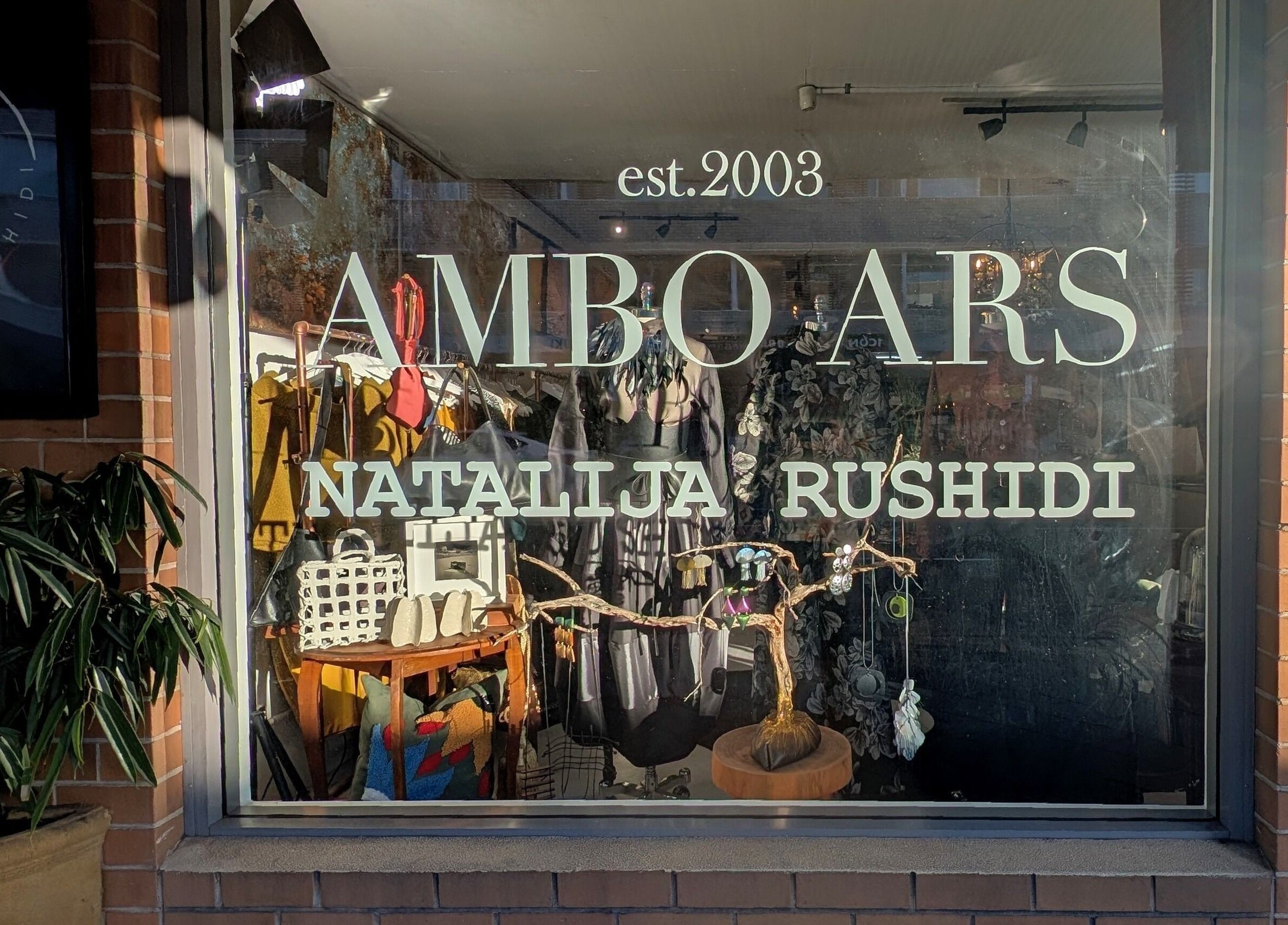 Ambo Ars boutique facade showcasing fashion in Newtown, New South Wales, AU.