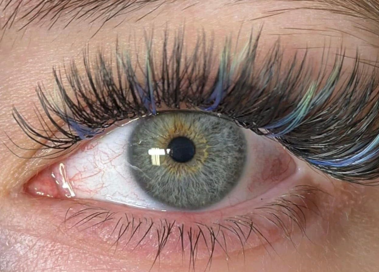 Intricate eyelash extension detail at Leigh Mac, Opelika, Alabama, US showcasing expert beauty application.