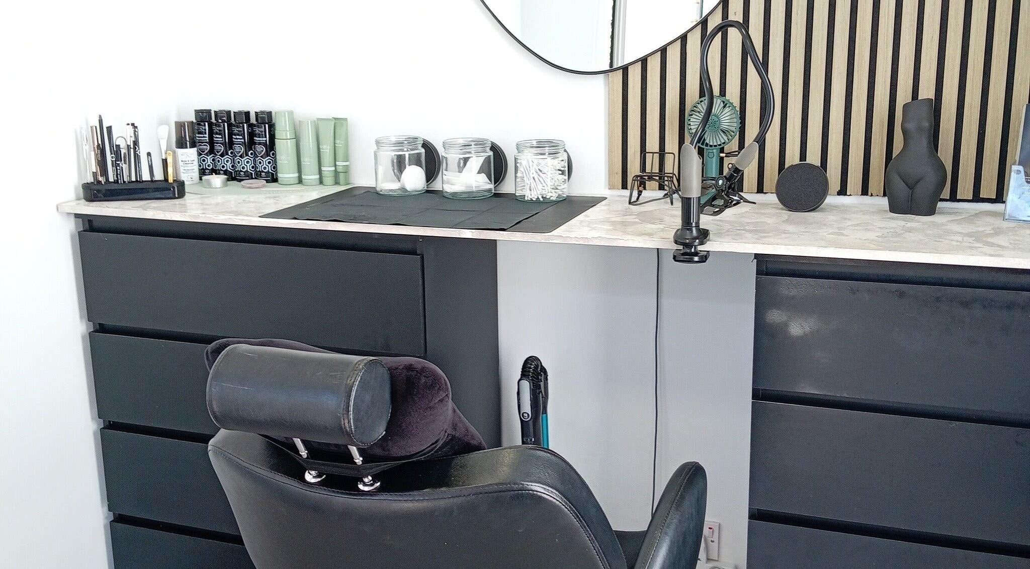 Professional beauty station at Nicole's Brows and Beauty in Sheerness, England, GB, ready for treatments.
