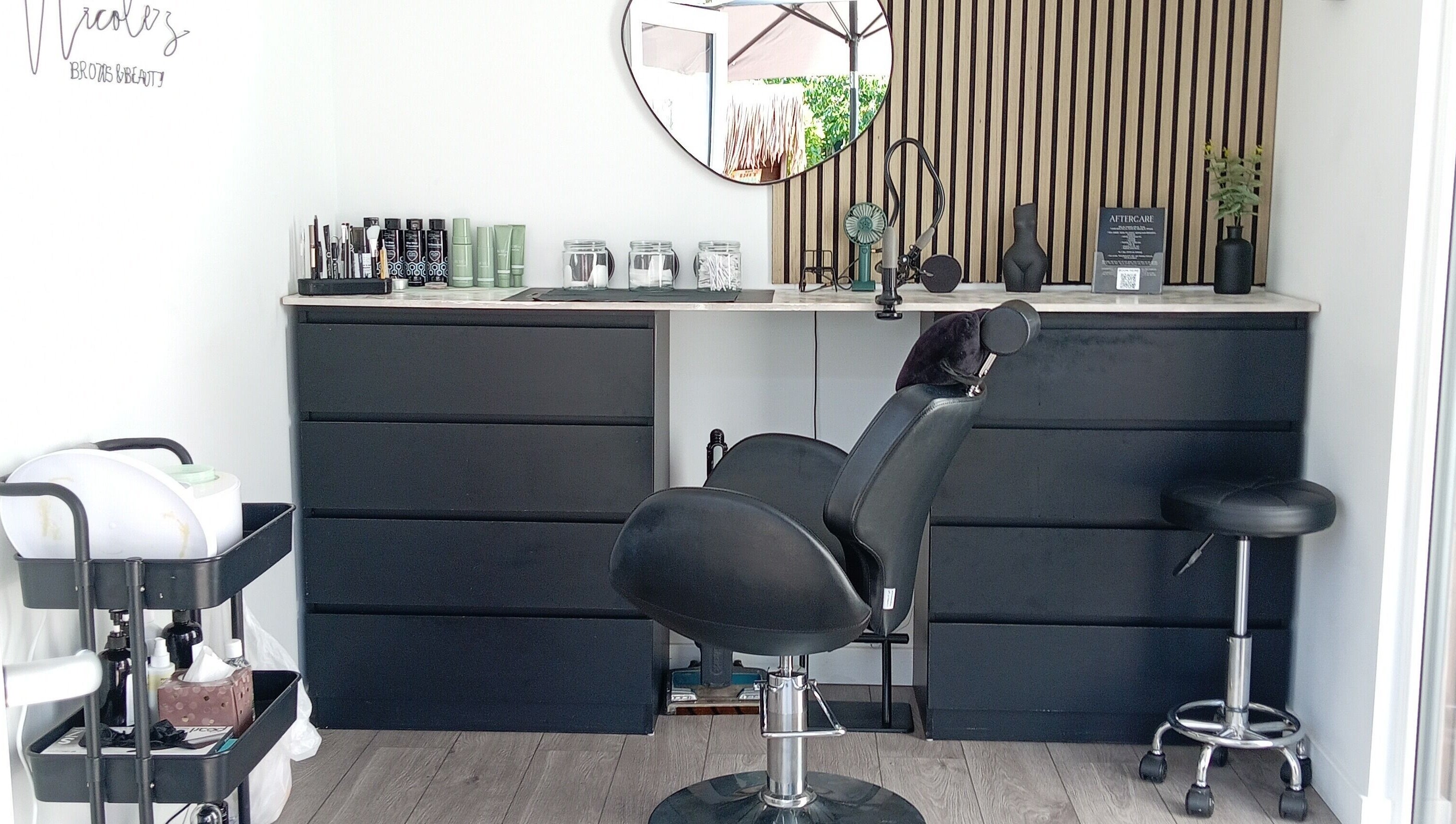 Sleek beauty station at Nicole's Brows and Beauty, Minster On Sea, England, GB with stylish decor.