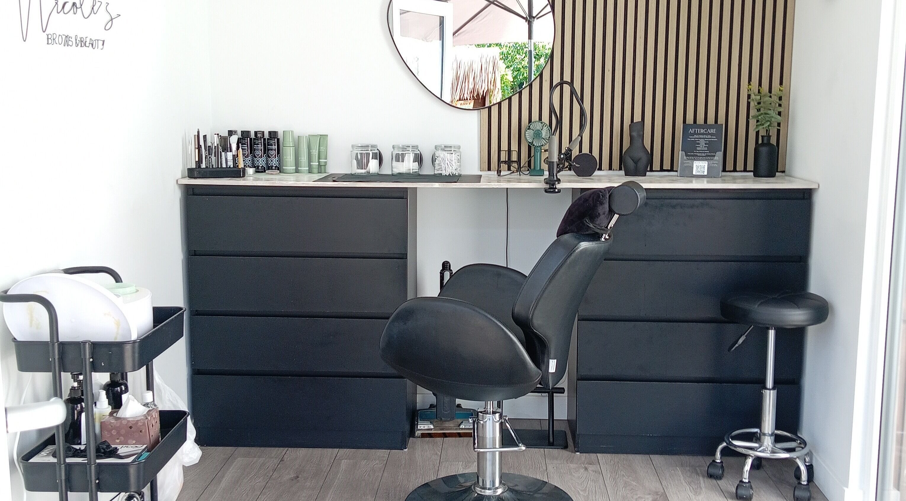 Sleek beauty station at Nicole's Brows and Beauty, Minster On Sea, England, GB with stylish decor.
