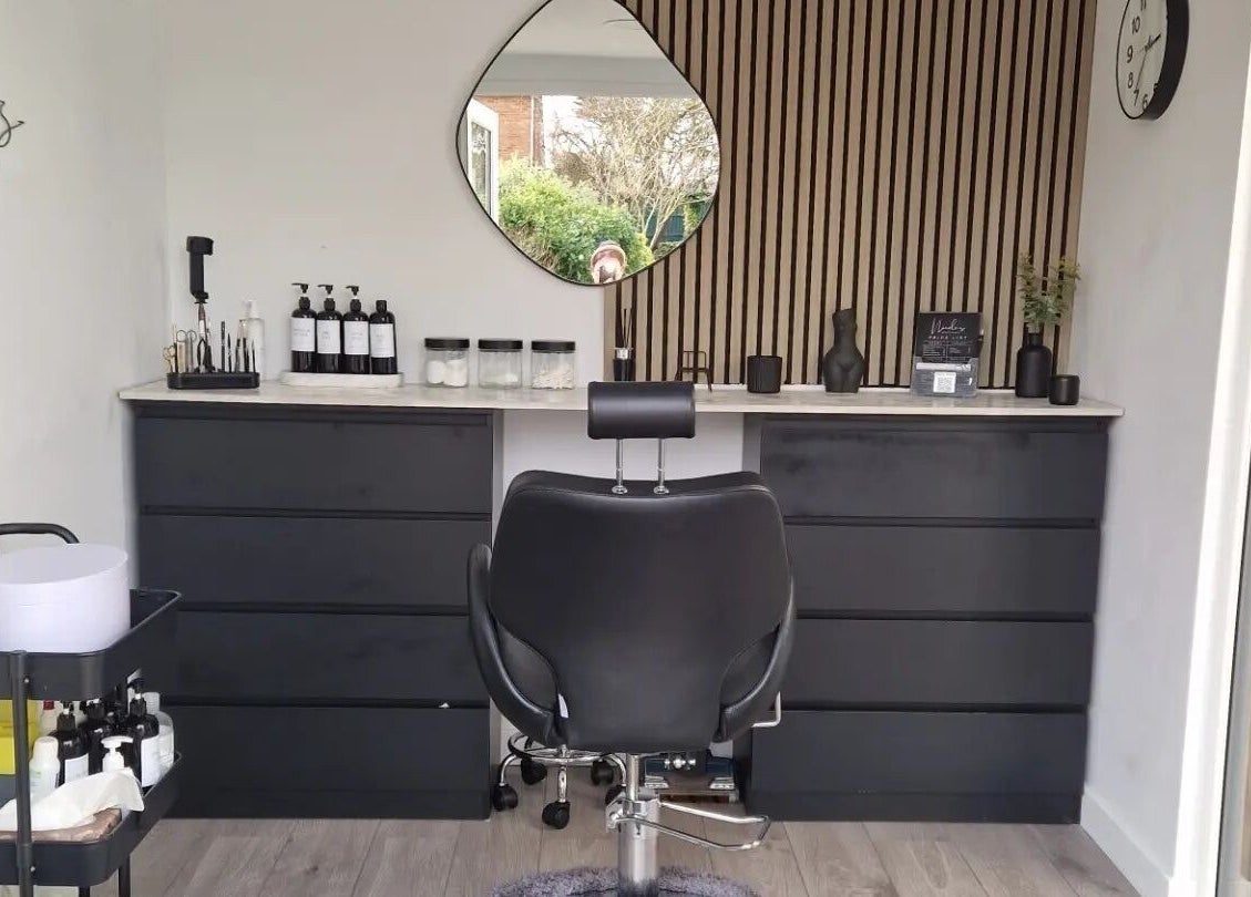 Modern salon interior at Nicole's Brows and Beauty, Minster On Sea, England, GB featuring stylish design.