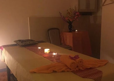 Relaxing massage room at Jungmannova 742/22, Praha 1, Hlavní město Praha, CZ. Warm lighting and cozy ambiance.