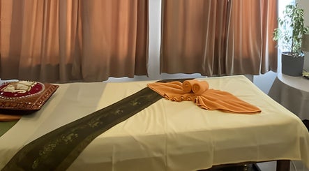 Massage table with towels at Thomasova 235/3, Praha 5, Hlavní Město Praha, Hlavní Město Praha, CZ.