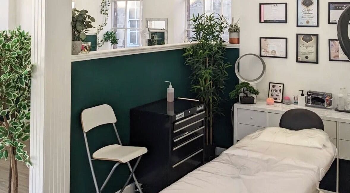 Tranquil treatment room at Gem Precision Beauty in Edinburgh, Scotland, GB, featuring cozy decor and wellness ambiance.