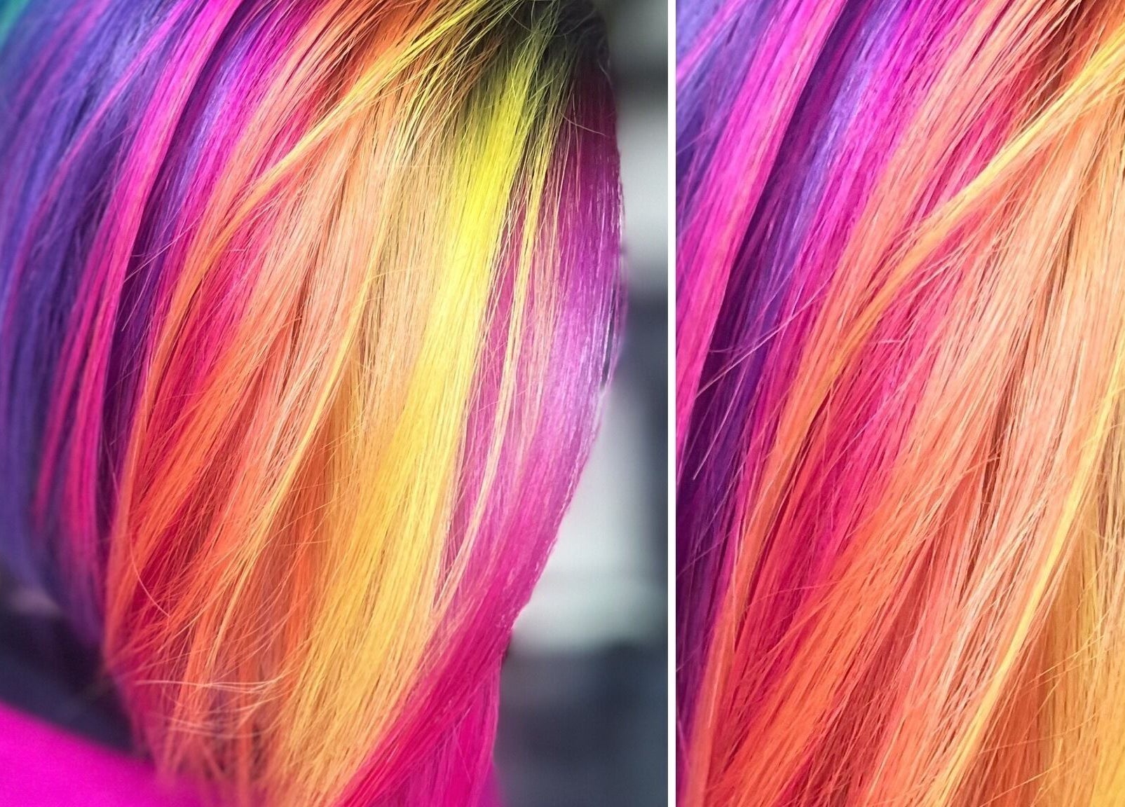 Vibrant rainbow hair color at Colouring On The Spectrum, Inverness, Scotland, GB showcasing vivid hues.