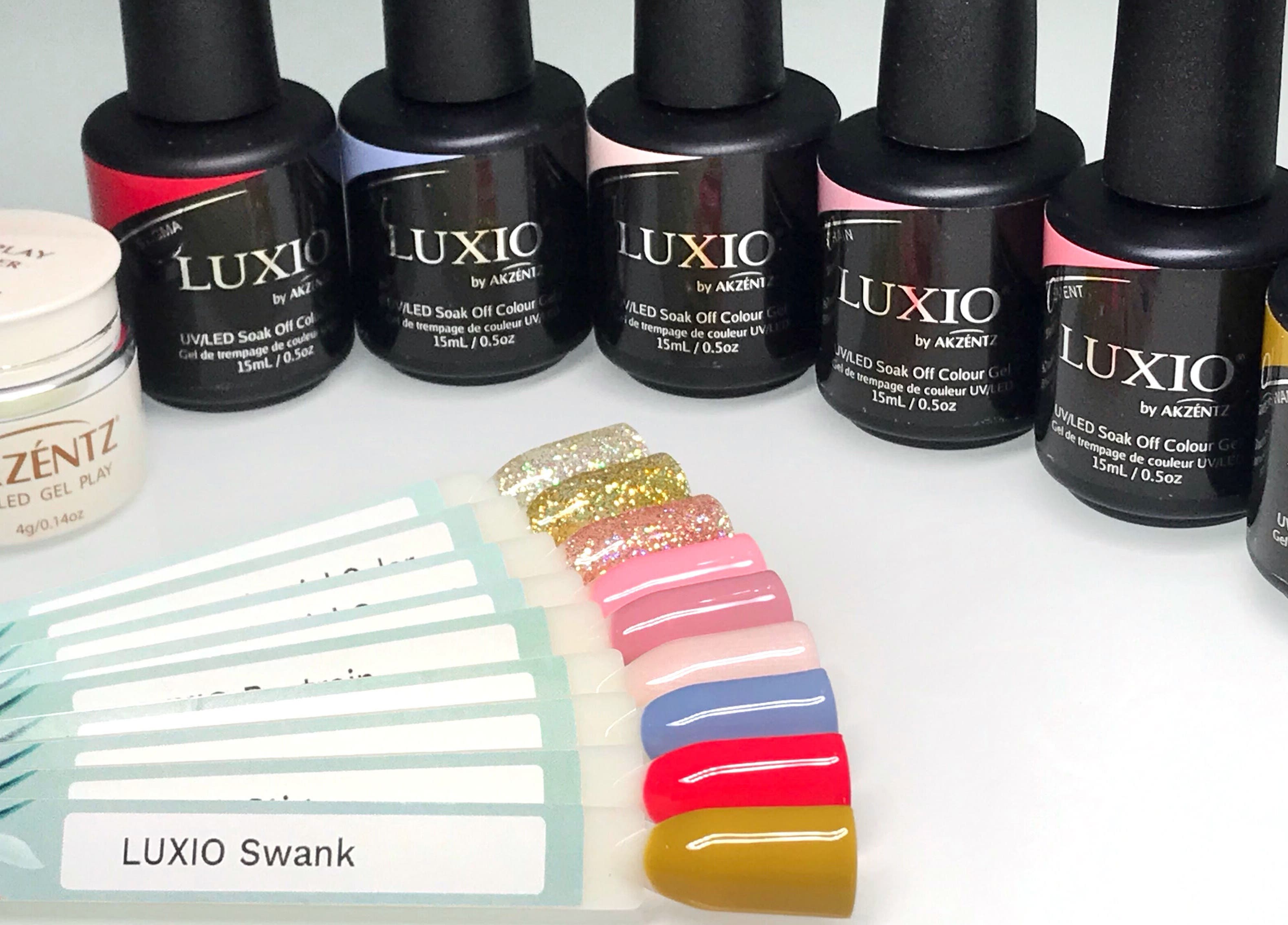 Luxio nail polishes at Nail Salon Qualitatif, Port Elizabeth, Eastern Cape, ZA, showcase vibrant colors.