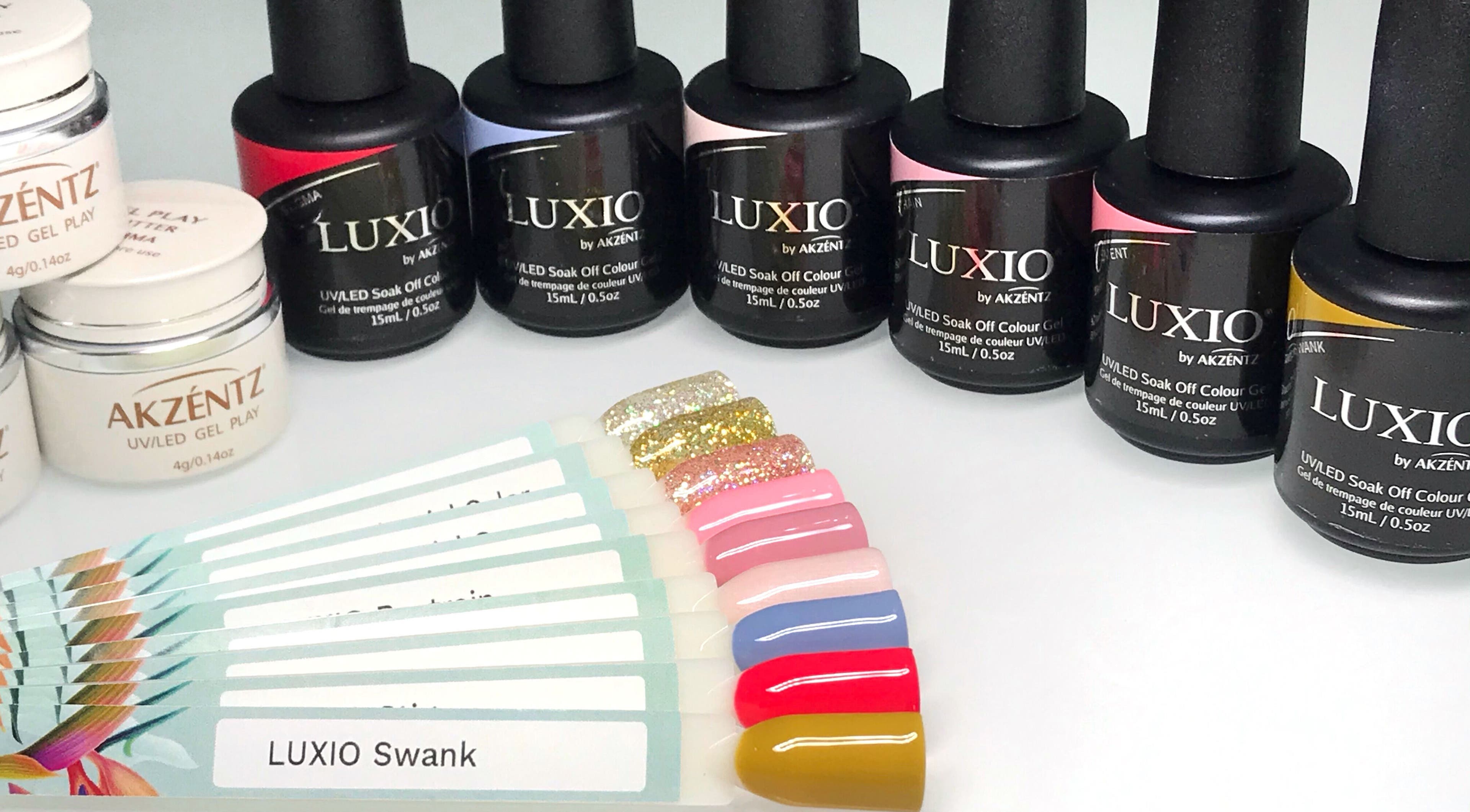 Luxio nail polishes at Nail Salon Qualitatif, Port Elizabeth, Eastern Cape, ZA, showcase vibrant colors.