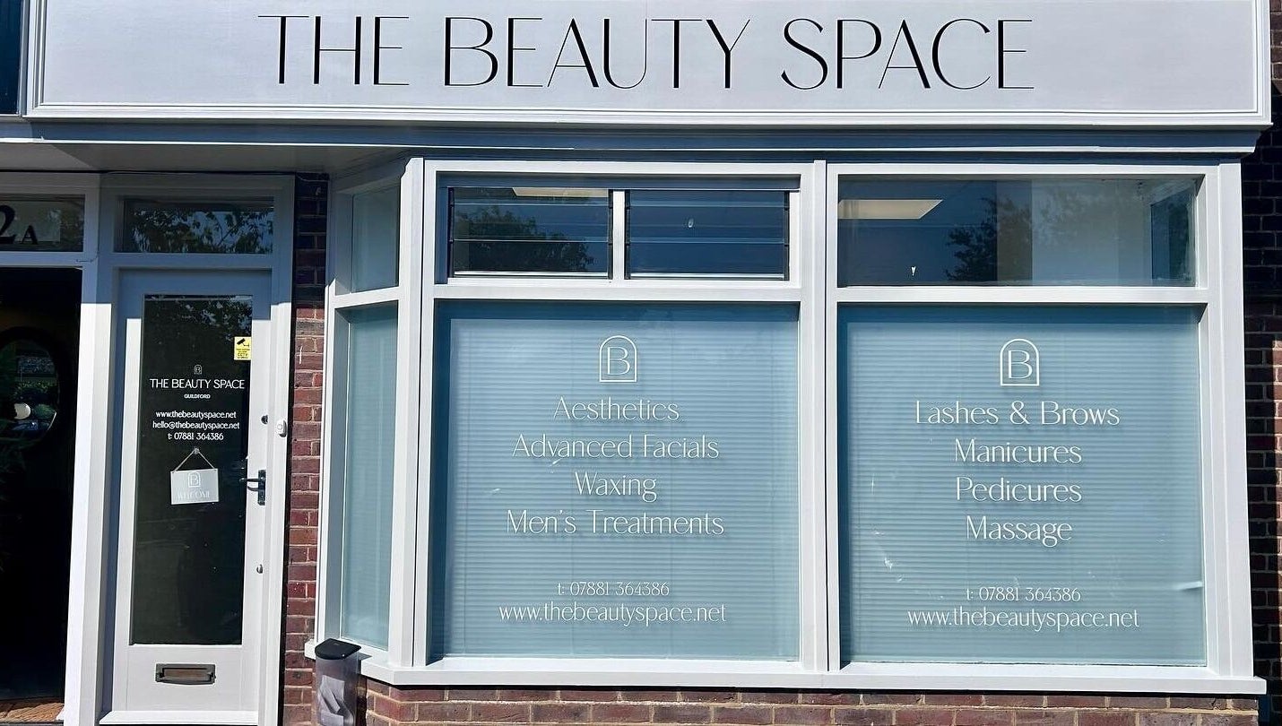 Entrance of The Beauty Space, Guildford, England, GB showcasing beauty services.