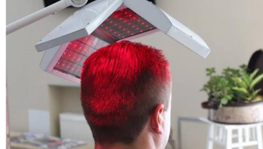 LED hair therapy session at Complete Care Therapy, Ashmore, Queensland, AU for enhanced wellness experience.
