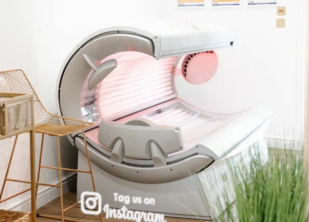Modern tanning bed at The Beauty Studio, Canterbury, England, GB, offering premium spa experiences.