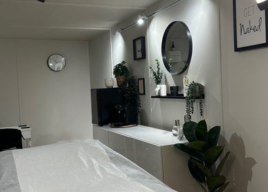 Serene beauty room at Zero Fuzz Given, Chicksands, England with relaxing decor and elegant details.
