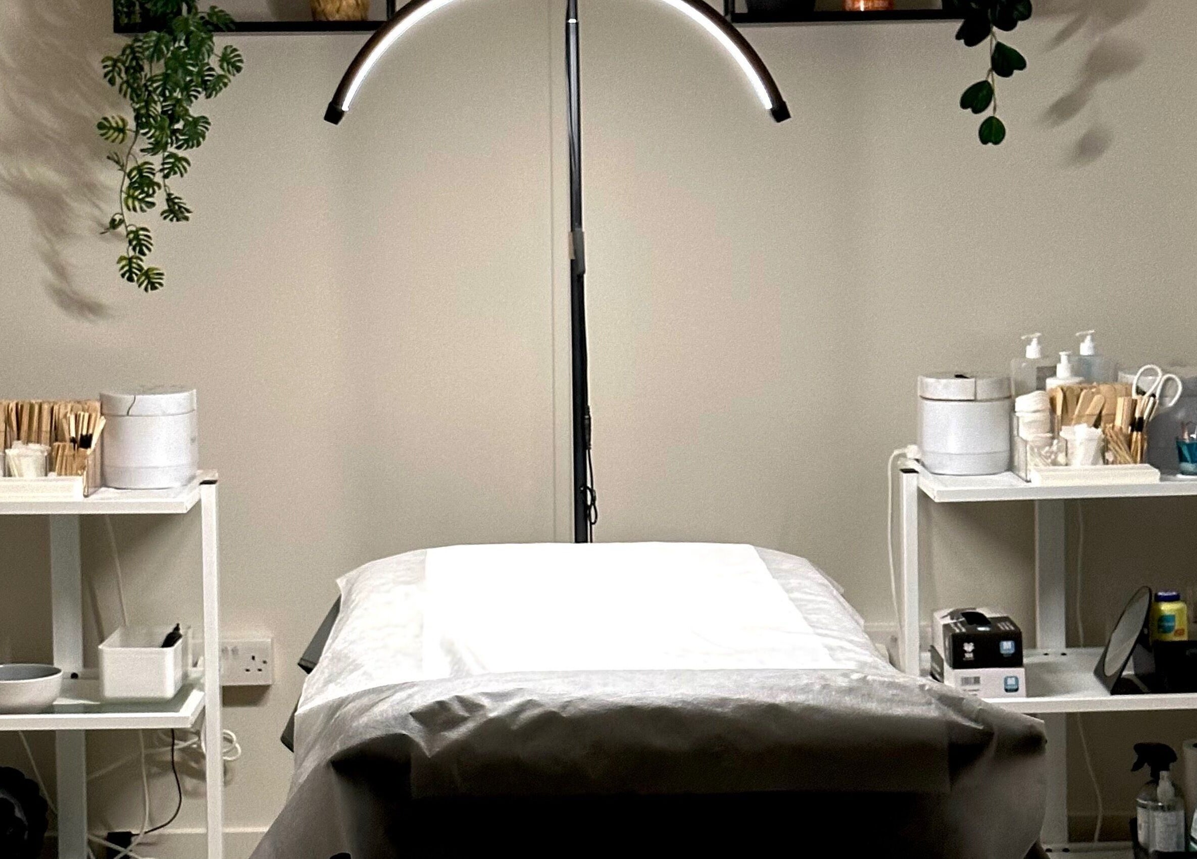 Elegant treatment room at Zero Fuzz Given in Chicksands, England, GB featuring stylish decor and wellness essentials.