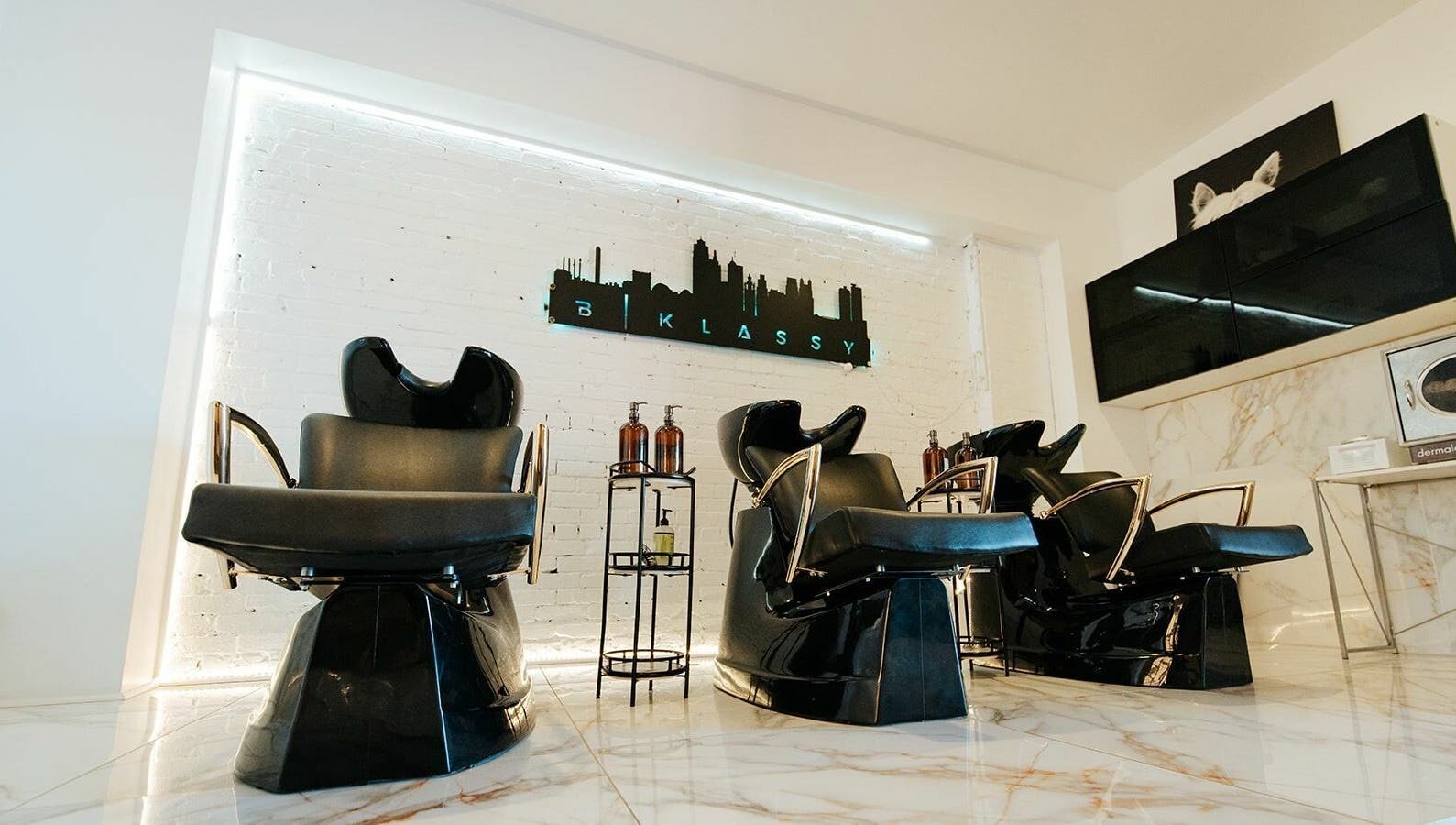 Chic salon chairs at B | K L A S S Y Barber Studio, Kansas City, Missouri, US offering a stylish setting.