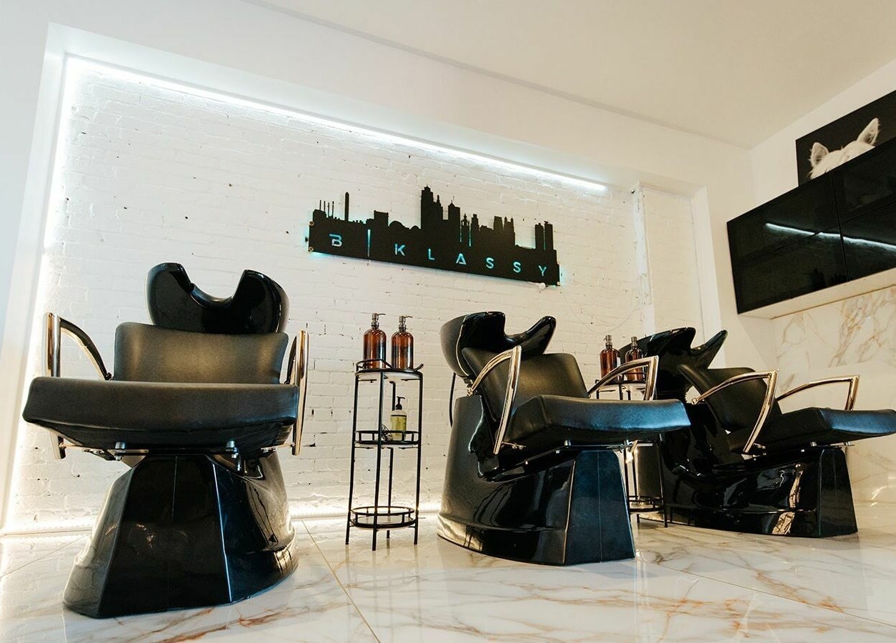 Chic salon chairs at B | K L A S S Y Barber Studio, Kansas City, Missouri, US offering a stylish setting.