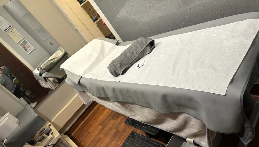 Comfortable treatment table at Infinite Beauty Within Hair Chair, Carluke, Scotland, GB.