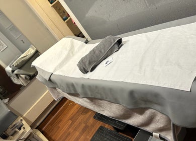 Comfortable treatment table at Infinite Beauty Within Hair Chair, Carluke, Scotland, GB.