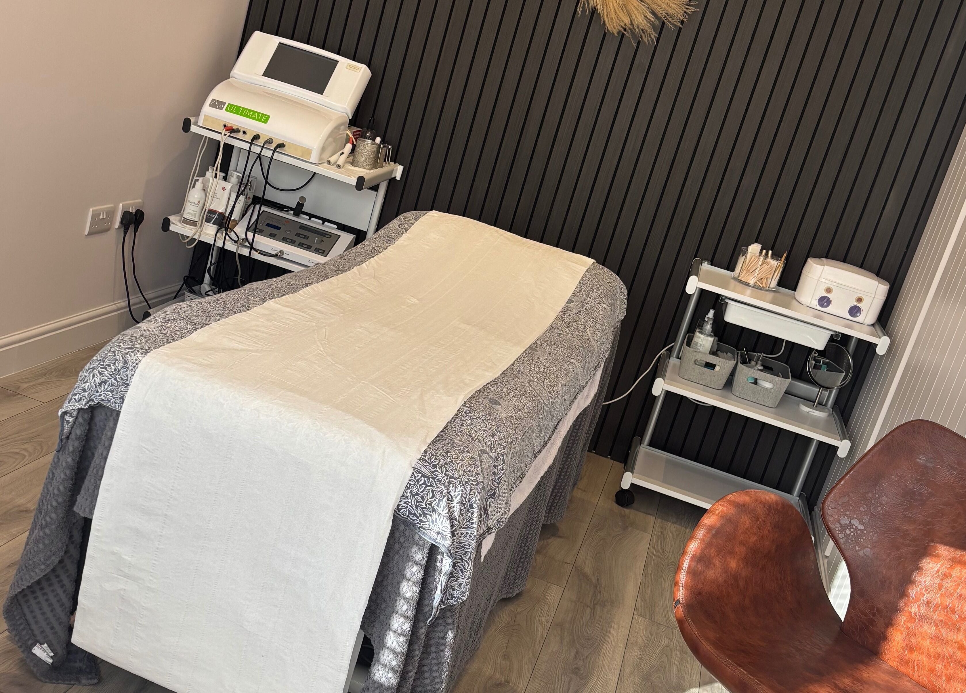 Treatment room at Beauty at The CowShed, Uttoxeter, England, GB with modern equipment and cozy ambiance.