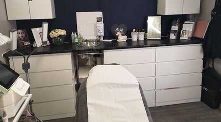 Sophisticated beauty treatment room at Diva's - The Home of Beauty, Doncaster, England, GB featuring sleek decor.