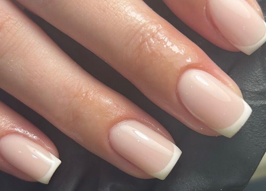 Manicured nails with French tips at Image Beauty, Bearsden, Scotland, GB.