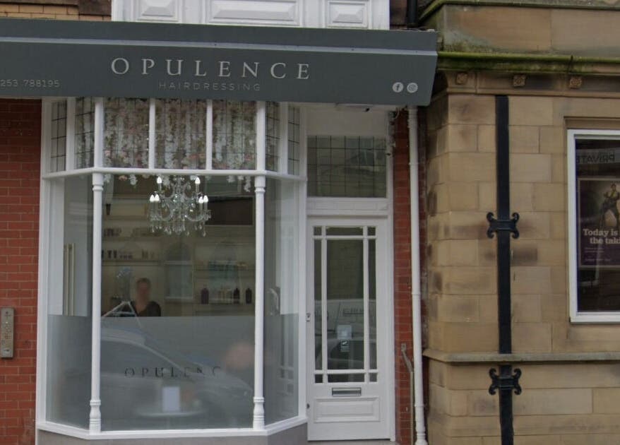 Opulence Hairdressing storefront in Lytham Saint Annes, England, GB showcasing classic elegance.
