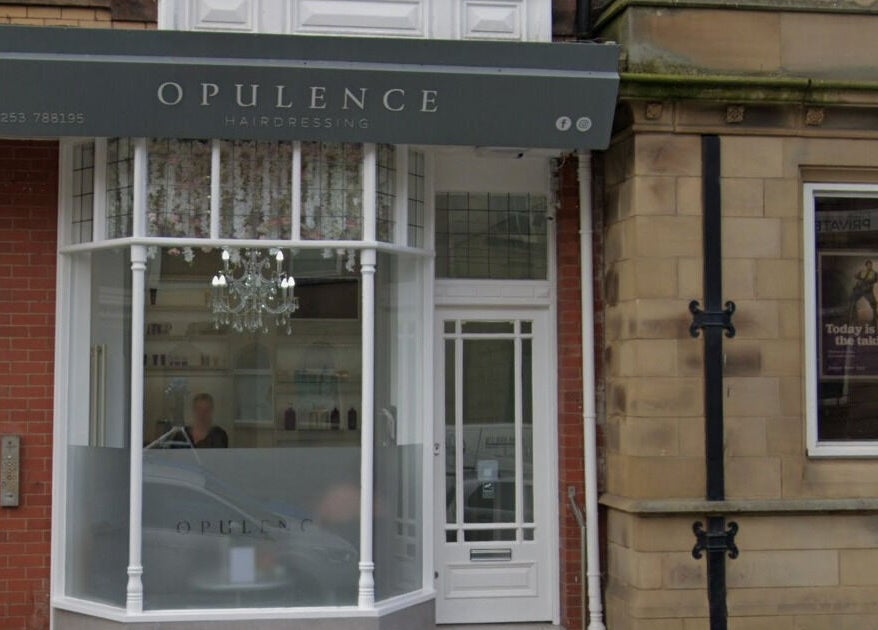 Opulence Hairdressing storefront in Lytham Saint Annes, England, GB showcasing classic elegance.