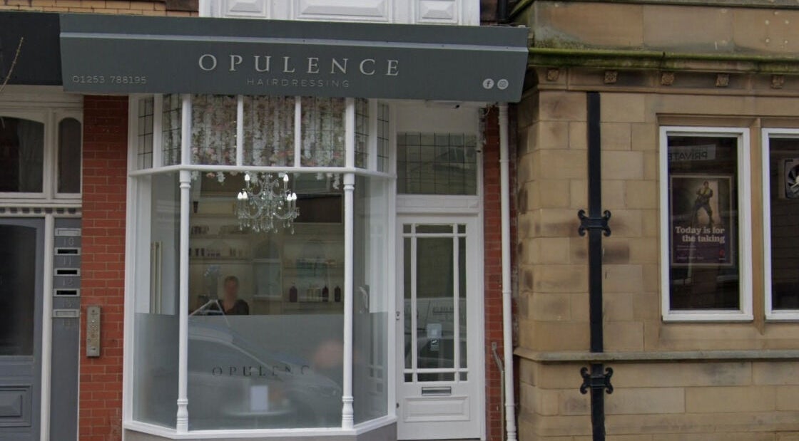Opulence Hairdressing storefront in Lytham Saint Annes, England, GB showcasing classic elegance.