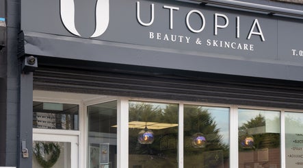 Front entrance of Utopia Beauty and Skincare Belfast, located in Castlereagh, Northern Ireland, GB.