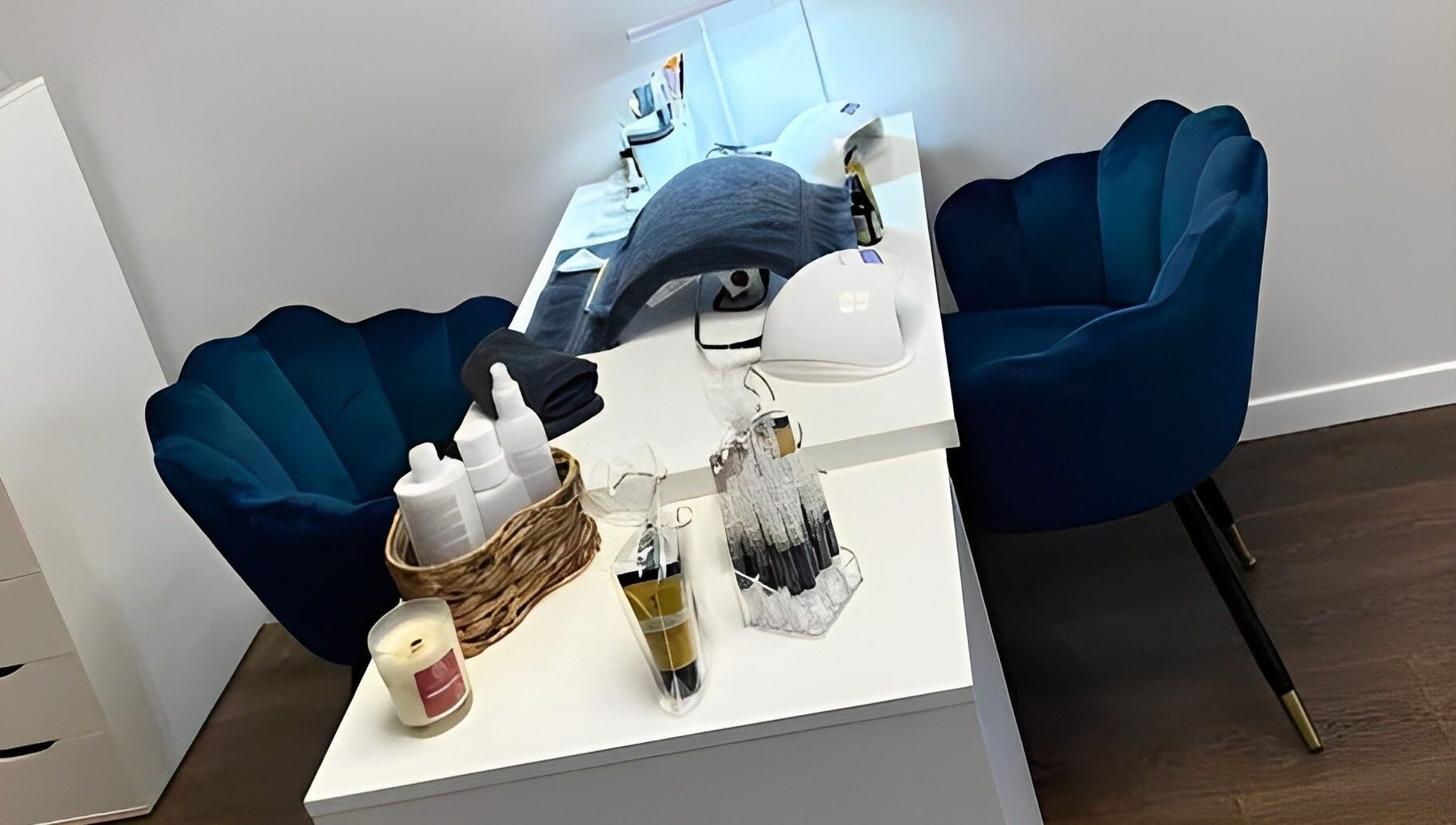 Cozy nail treatment area at Utopia Beauty and Skincare Belfast, Castlereagh, Northern Ireland, GB