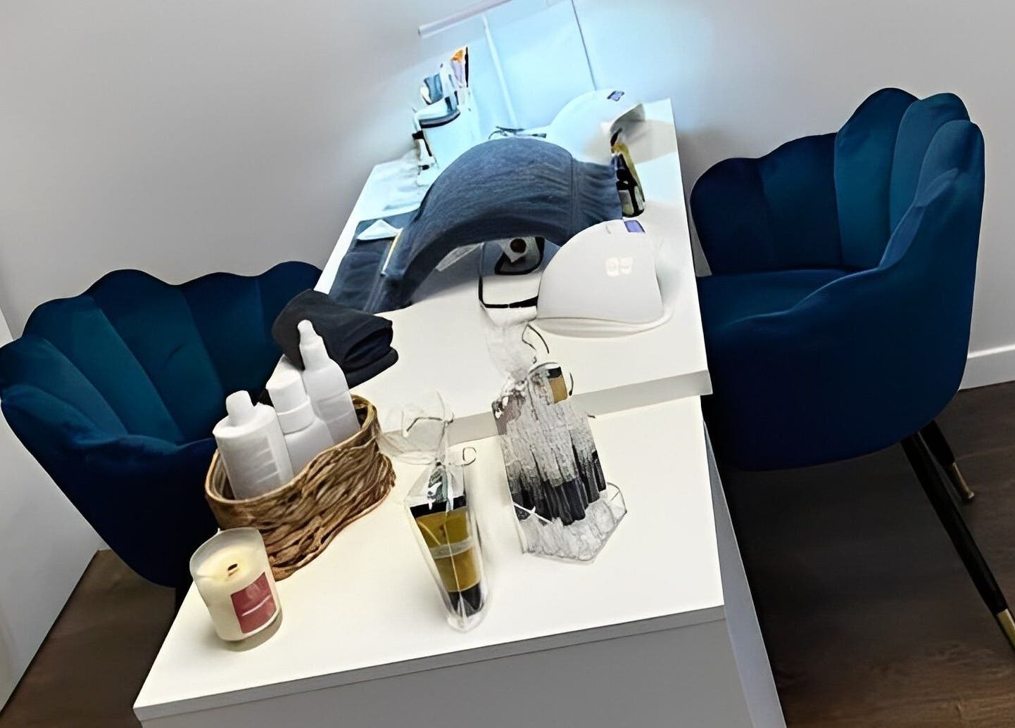 Cozy nail treatment area at Utopia Beauty and Skincare Belfast, Castlereagh, Northern Ireland, GB