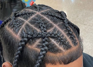 Detailed braid hairstyle at Syd Braid Bar - Eastgardens, Eastgardens, New South Wales, AU.