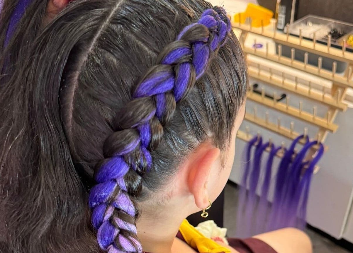Vibrant purple braid at S Braid Bar - Westfield Liverpool, Liverpool, New South Wales, AU, showcasing expert styling.