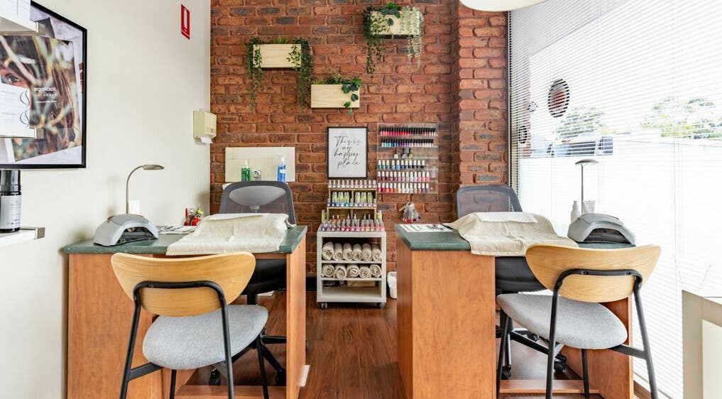 Nature's Beauty Secrets spa interior features cozy nail stations in Melbourne, Victoria, AU.