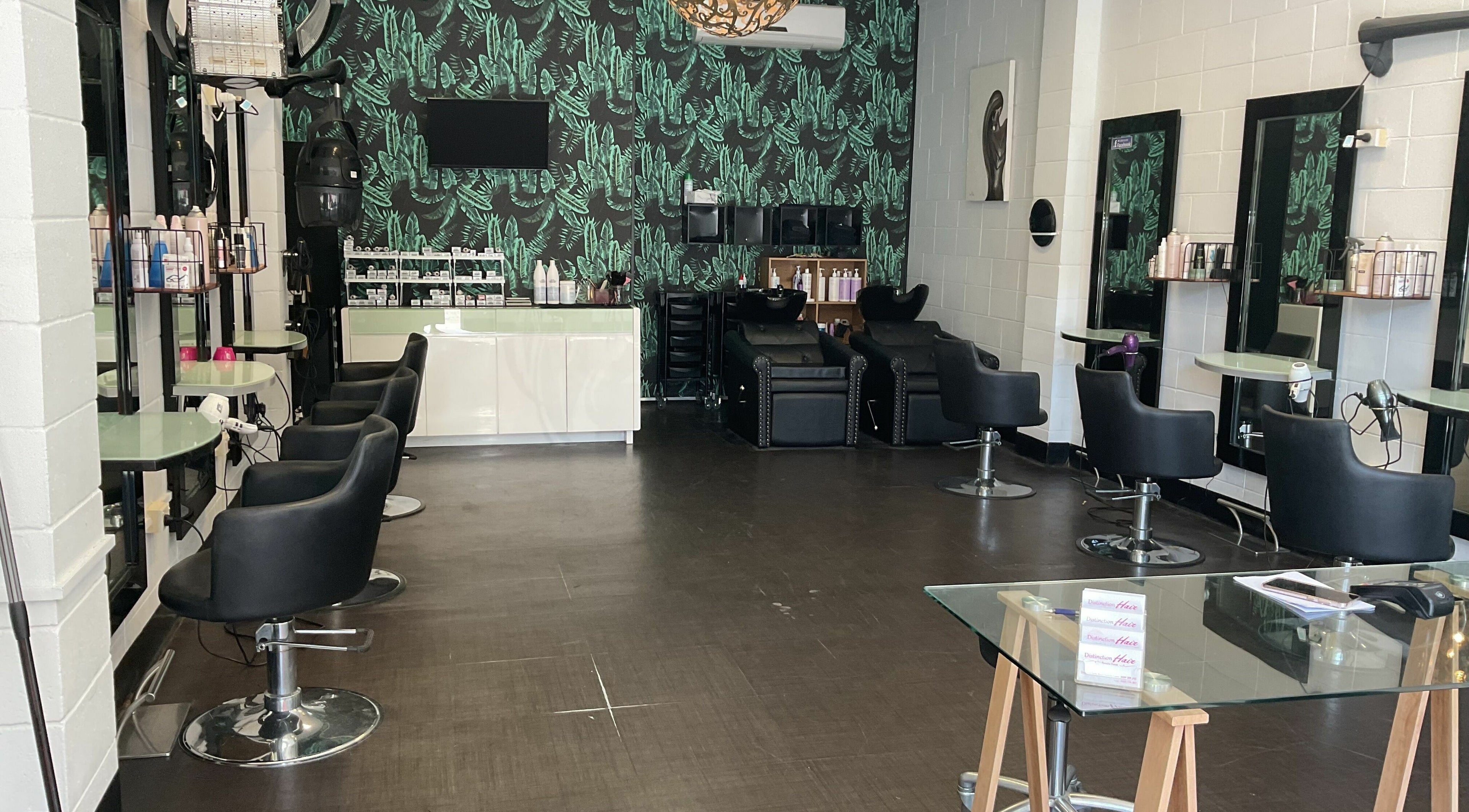 Interior of Distinction hair Frenchs Forest salon in Frenchs Forest, New South Wales, AU with modern decor.