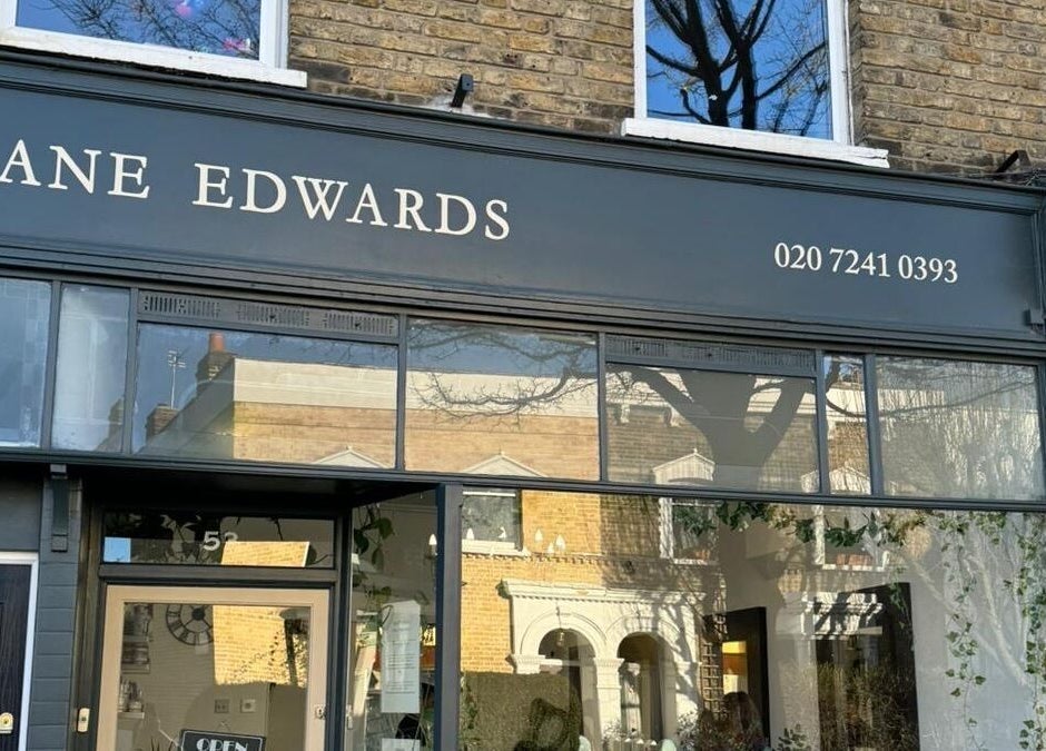 Chic exterior of Jane Edwards beauty and wellness venue in London, England, GB, showcasing elegant design.
