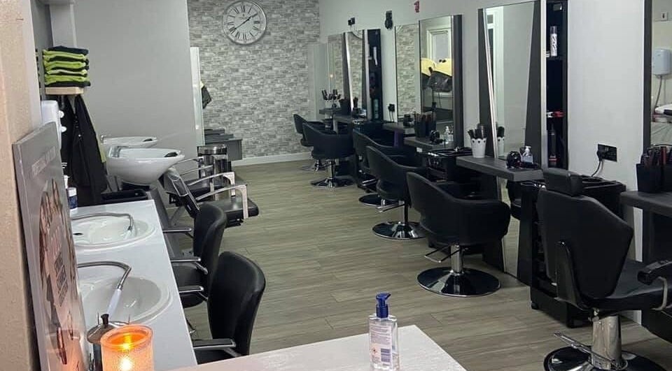 Elegant salon interior at Shylooks Hairstylist, Redruth, England, GB, featuring modern styling stations.
