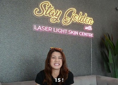 Neon sign 'Stay Golden' at Laser Light Skin Centre, Bandar Baru Bangi, Selangor, MY. Welcoming ambience.