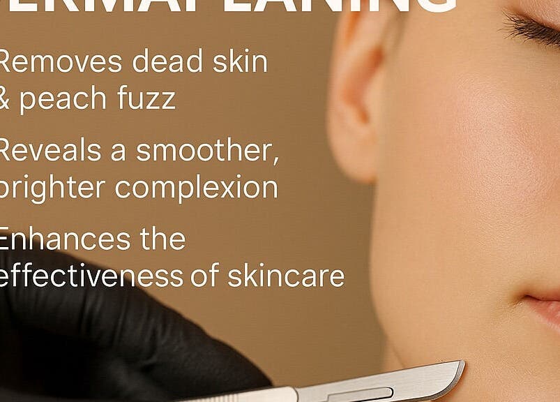 Close-up of dermaplaning at 771 Beaute’ Bar in Buxton, Maine, US, enhancing skin smoothness.
