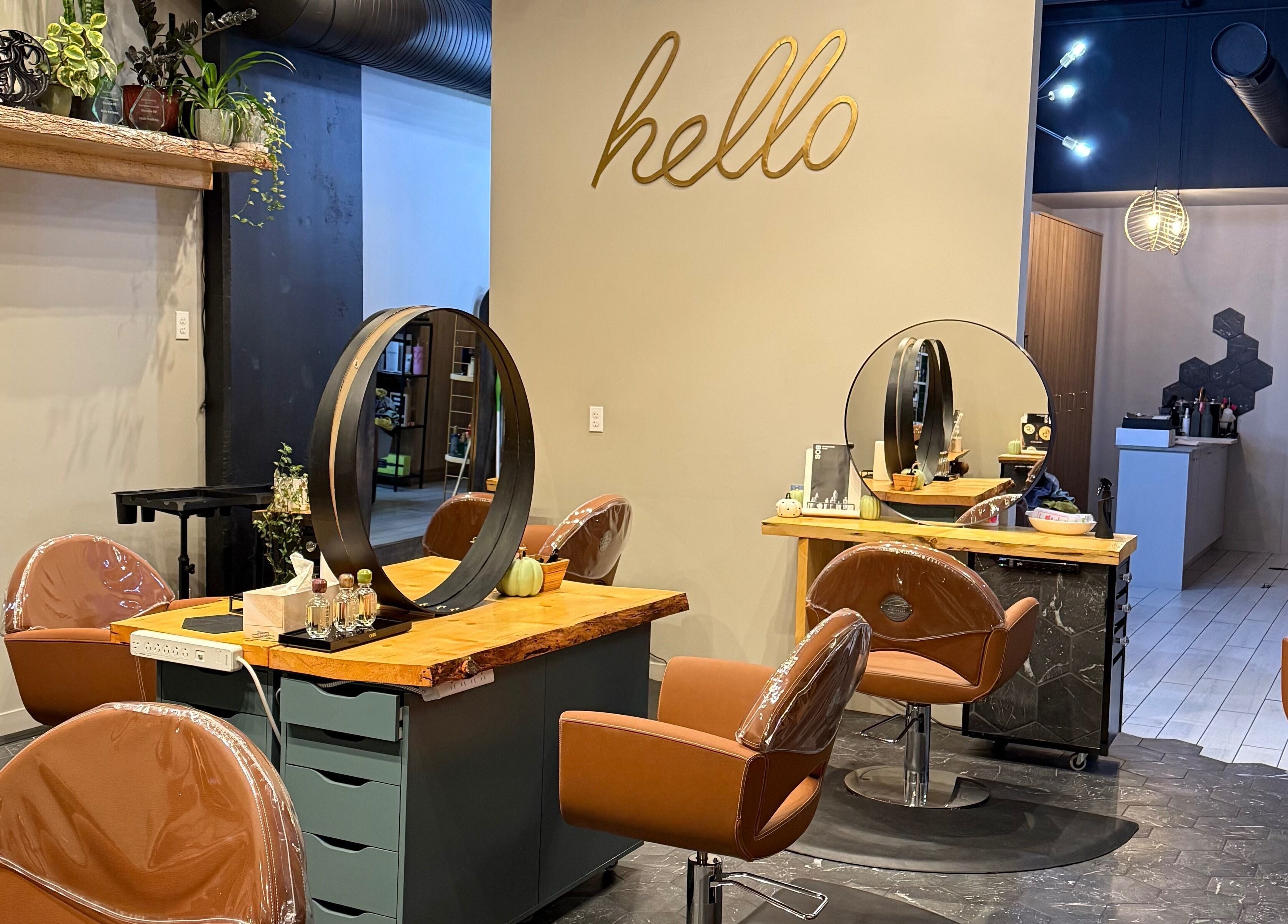 Studio29 salon interior with modern styling chairs and mirrors in Edmonton, Alberta, CA.