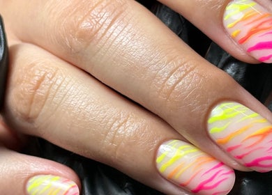 Colorful nail design at Just Gelled Nails & Education in Halesowen, England, GB.