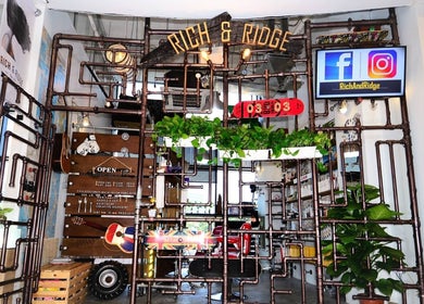 Rich & Ridge Hair Gallery entrance with industrial decor in Singapore, Singapore, SG.